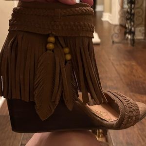 Naughty Monkey brand espadrilles size 7 with 2 1/2 inch heel, lightly used